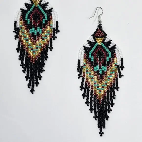 Drumming To The Beat Boho Beaded Earrings - Picture 4 of 7